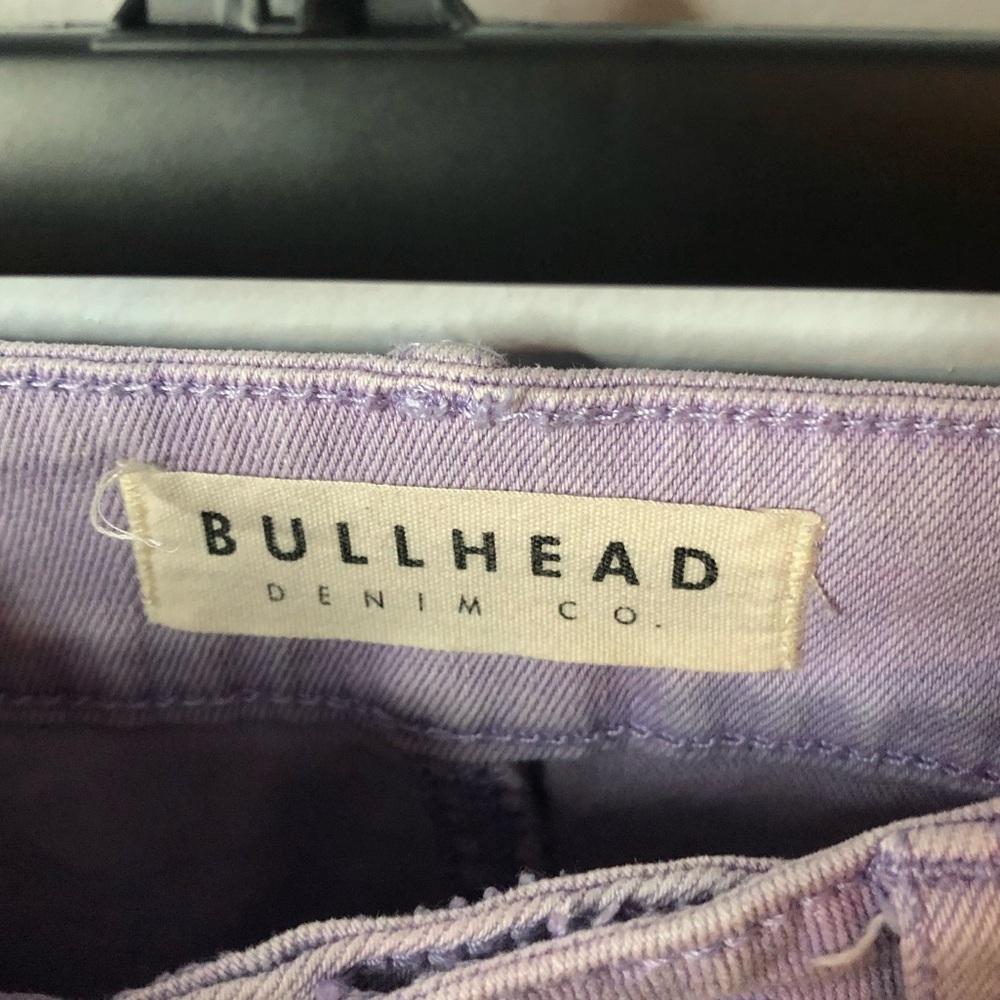 BullHead High Rise Purple Jean Frayed Shorts 1 Jr - Picture 3 of 7